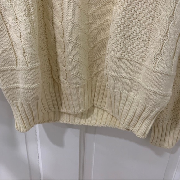 Vintage Cable Knit Fisherman Sweater Made in USA Outings Traditionals Ivory Sz M - Picture 4 of 9